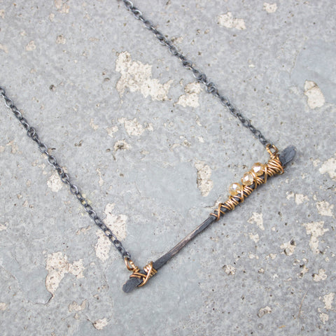 Ice & Fire Collection: Wire-wrapped bar necklace