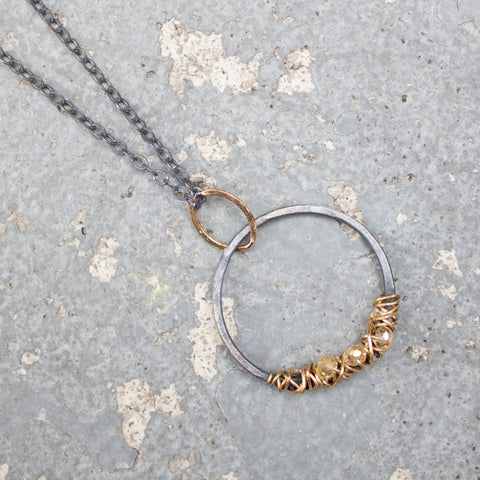 Ice & Fire Collection: Wire-wrapped circle necklace