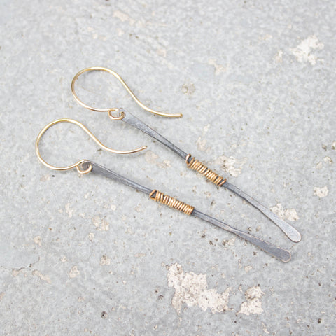 Ice & Fire Collection: Wire-wrapped bar earrings