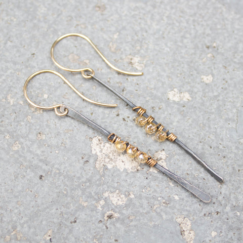 Ice & Fire Collection: Wire-wrapped bar earrings