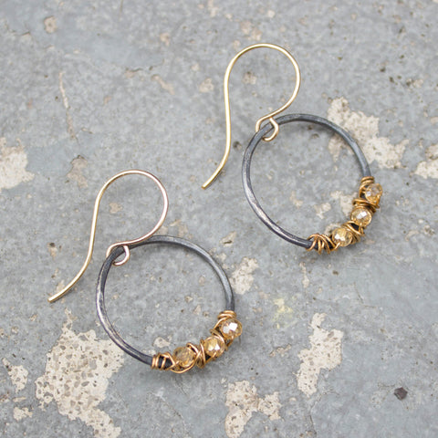 Ice & Fire Collection: Wire-wrapped circle earrings