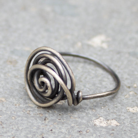 Ice & Fire Collection: Oxidized sterling silver wire ring