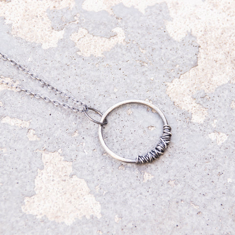 Simply Sterling Collection: Small wire-wrapped circle necklace