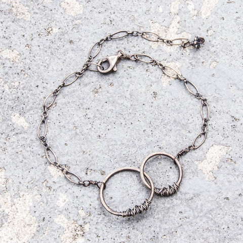 Simply Sterling Collection: Two small wire-wrapped circles bracelet