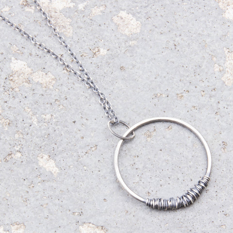 Simply Sterling Collection: Large wire-wrapped circle necklace