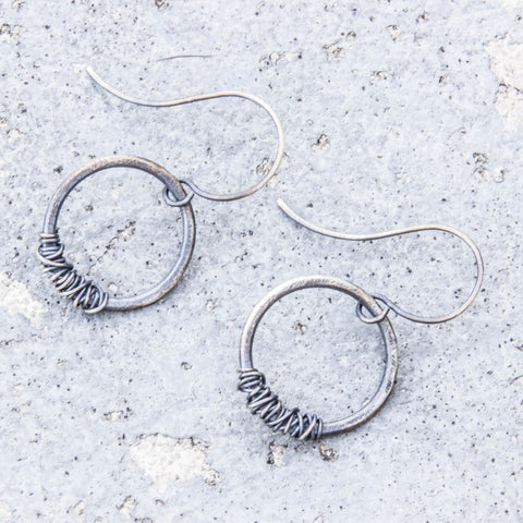 Simply Sterling Collection: Small wire-wrapped circles earrings