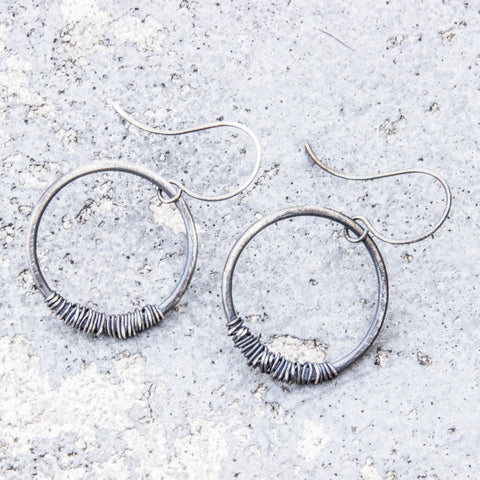 Simply Sterling Collection: Medium wire-wrapped circles earrings