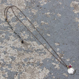 Stamped Metals Collection: Oxidized sterling silver small stamped disc with 14K goldfill and ruby