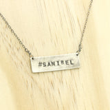 Hand-stamped hashtag necklace