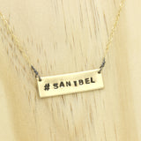 Hand-stamped hashtag necklace