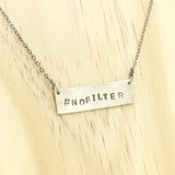 Hand-stamped hashtag necklace