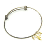 Mixed metal expandable bangle bracelet