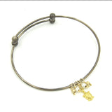 Mixed metal expandable bangle bracelet