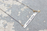 Stamped Metals Collection: Stamped sterling silver bar necklace with 14K goldfill charm