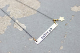 Stamped Metals Collection: Stamped sterling silver bar necklace with 14K goldfill charm