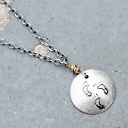 Stamped Metals Collection: Oxidized sterling silver medium stamped disc with 14K goldfill