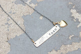 Stamped Metals Collection: Stamped sterling silver bar necklace with 14K goldfill charm