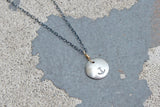 Stamped Metals Collection: Oxidized sterling silver small stamped disc with 14K goldfill