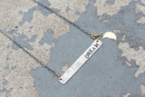 Stamped Metals Collection: Stamped sterling silver bar necklace with 14K goldfill charm