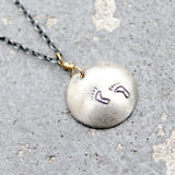 Stamped Metals Collection: Oxidized sterling silver small stamped disc with 14K goldfill