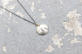 Stamped Metals Collection: Oxidized sterling silver small stamped disc with 14K goldfill