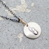 Stamped Metals Collection: Oxidized sterling silver small stamped disc with 14K goldfill